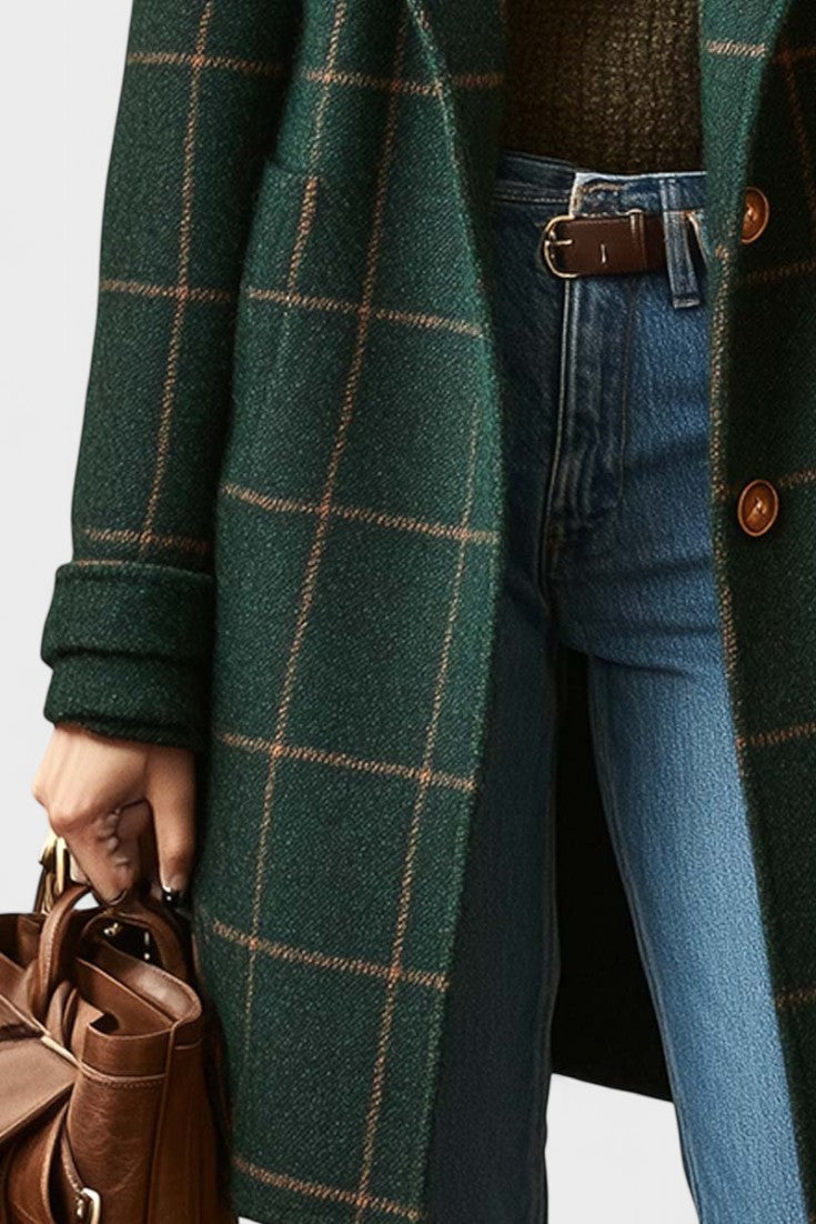 Yasmin | Green Checked Long Coat