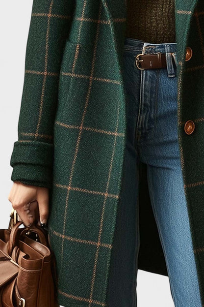 Yasmin | Green Checked Long Coat