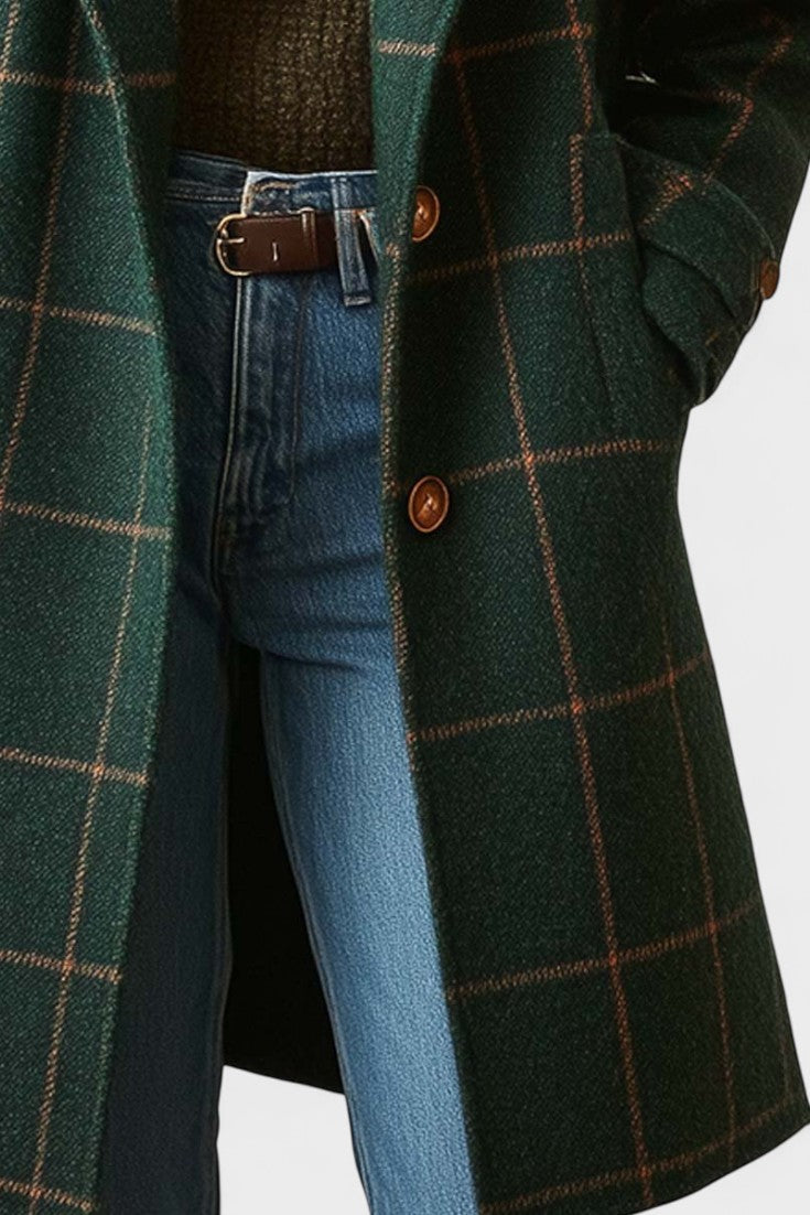 Yasmin | Green Checked Long Coat