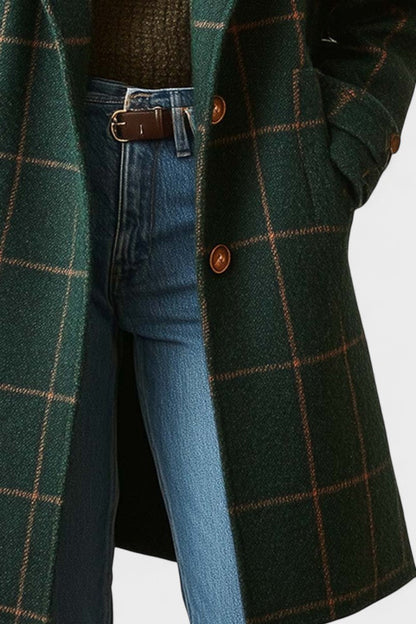 Yasmin | Green Checked Long Coat
