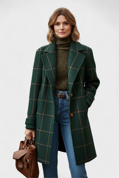 Yasmin | Green Checked Long Coat