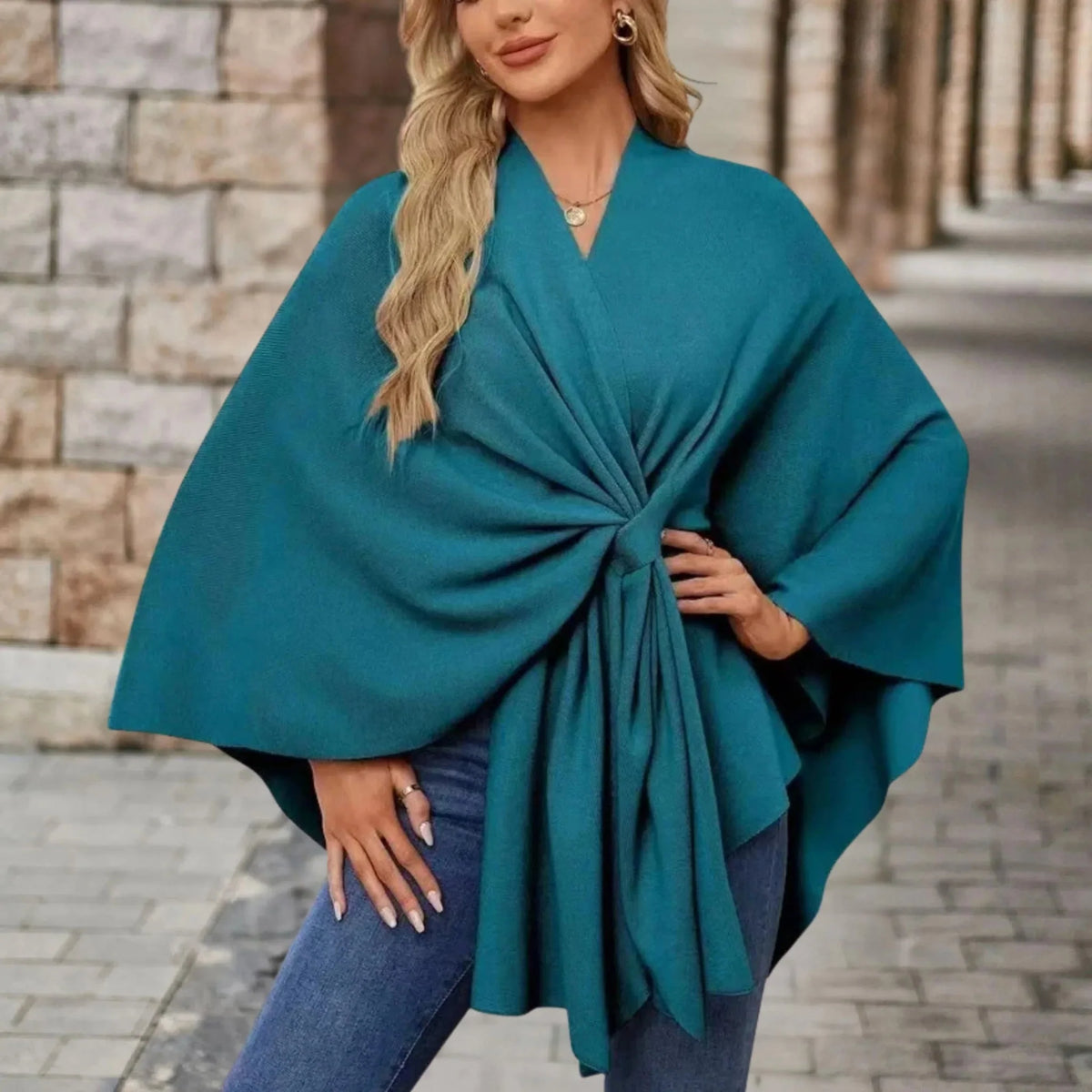 Yvette | Pink Draped Poncho