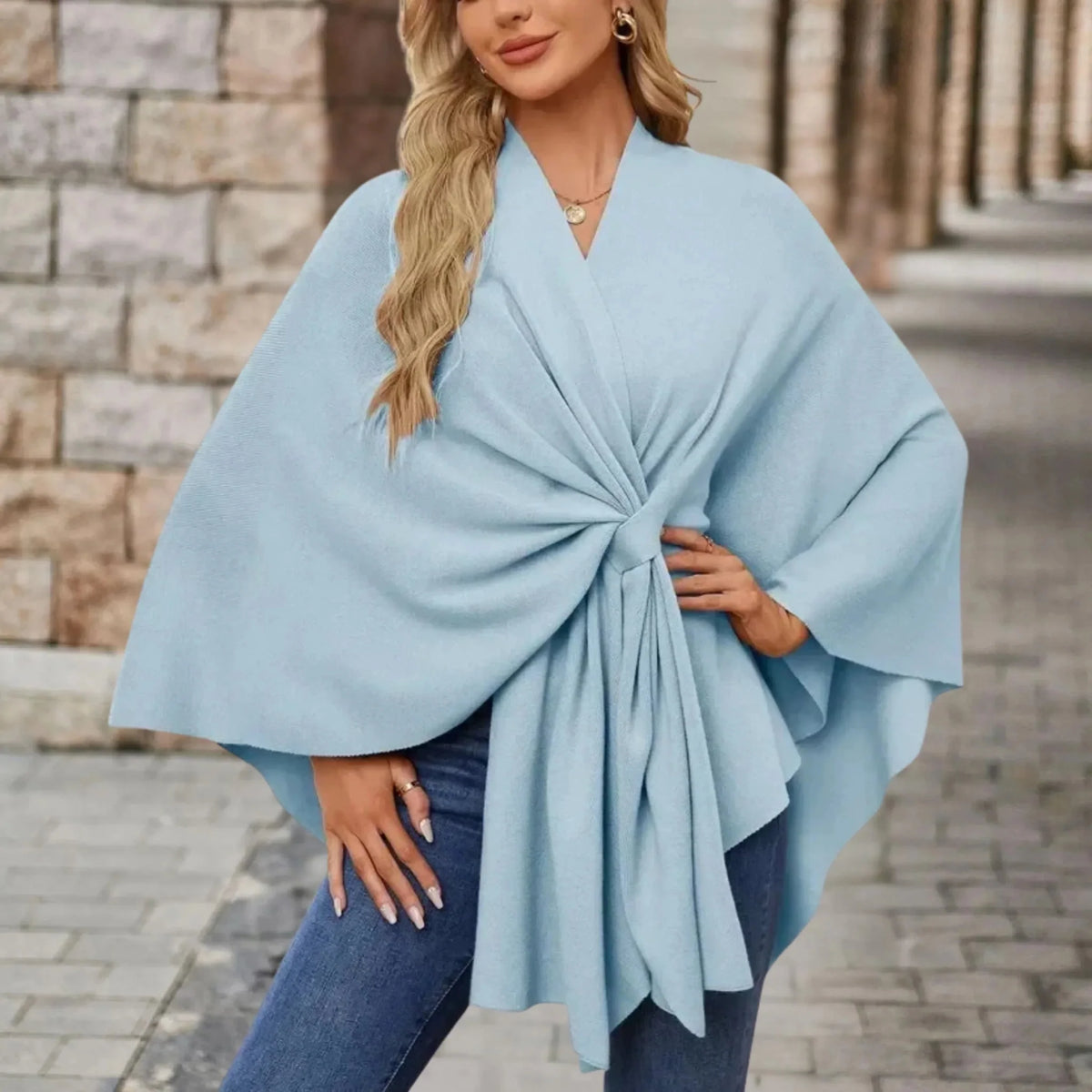 Yvette | Pink Draped Poncho