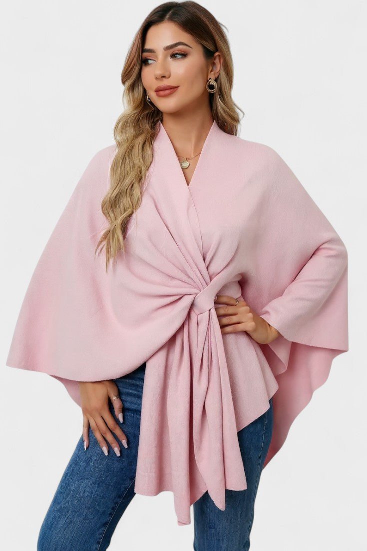 Yvette | Pink Draped Poncho