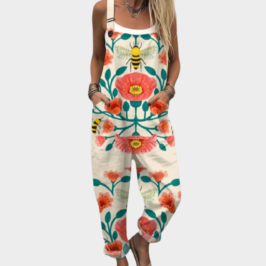 Tabitha | Light Floral Print Dungarees