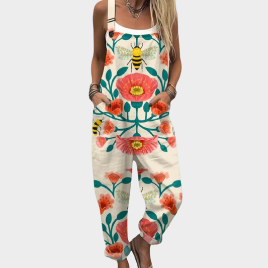 Tabitha | Light Floral Print Dungarees