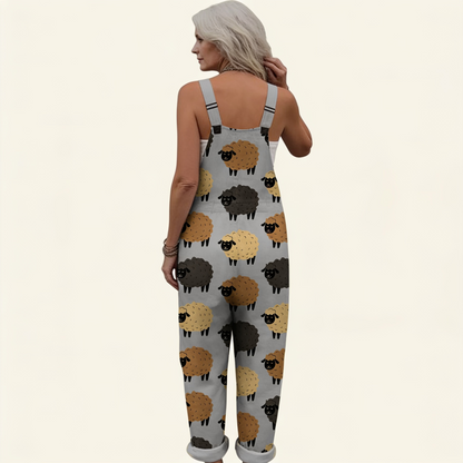 Julia | Grey Sheep Print Dungarees