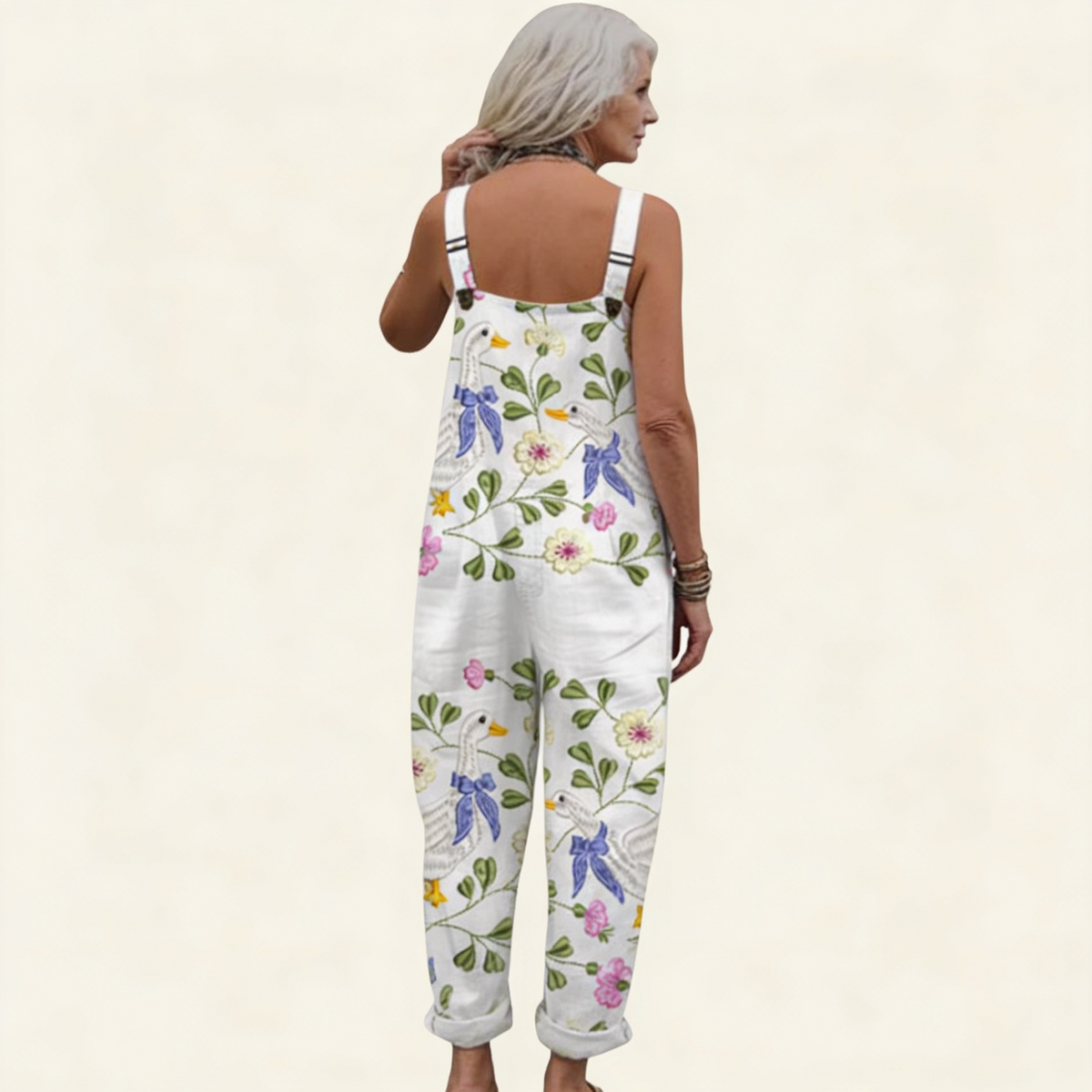 Iris | Ivory Dragonfly & Floral Dungarees