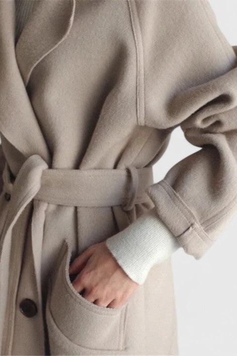 Zoe | Taupe Relaxed Long Coat