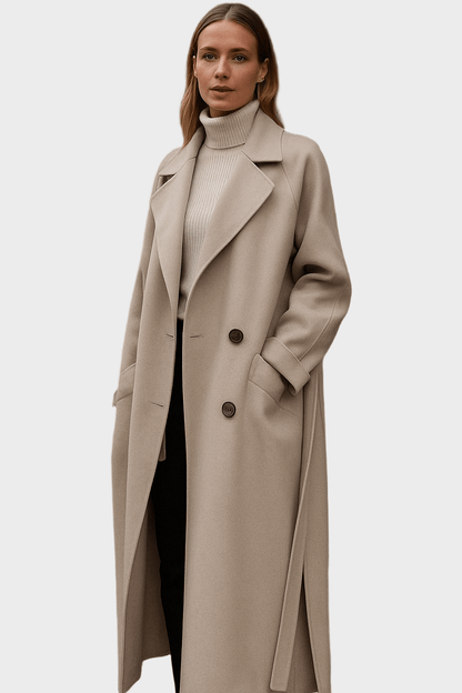 Zoe | Taupe Relaxed Long Coat
