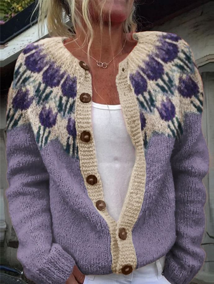 Barbara | Turquoise Pastel Pattern Cardigan