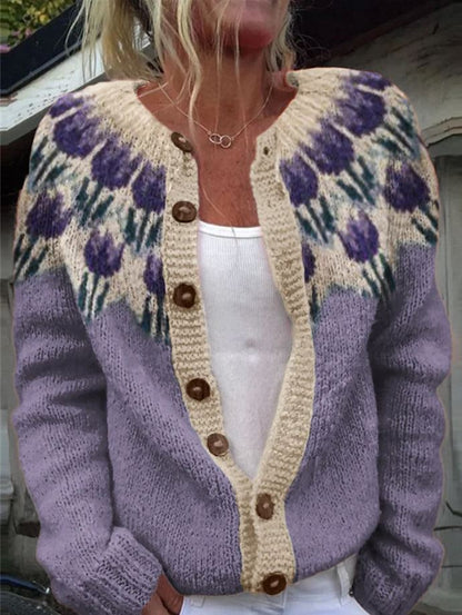 Barbara | Turquoise Pastel Pattern Cardigan