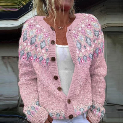 Carol | Soft Pink Patterned Cardigan