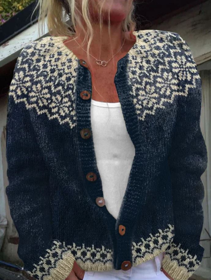 Linda | Charcoal Snowflake Cardigan