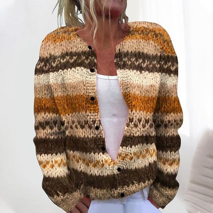 Rose | Brown Striped Pattern Cardigan