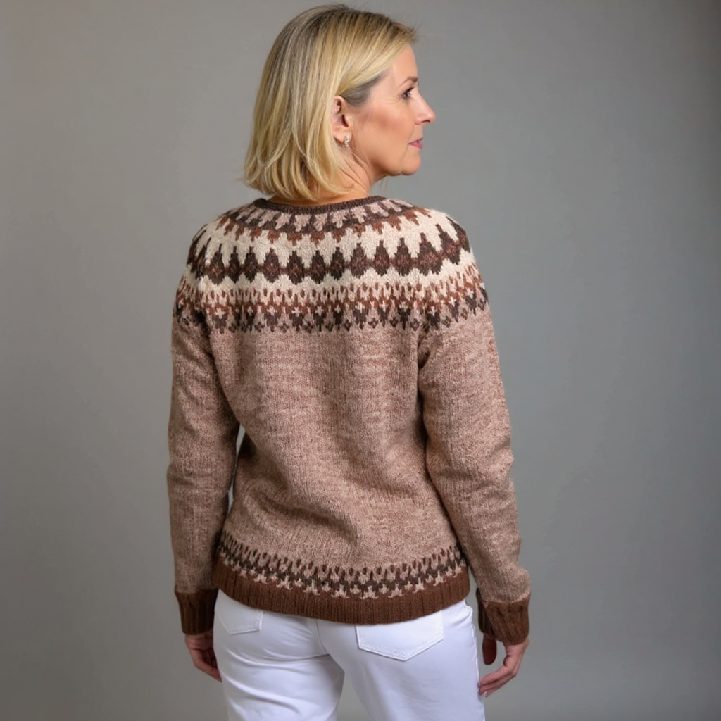 Christine | Cream & Blue Nordic-Inspired Cardigan