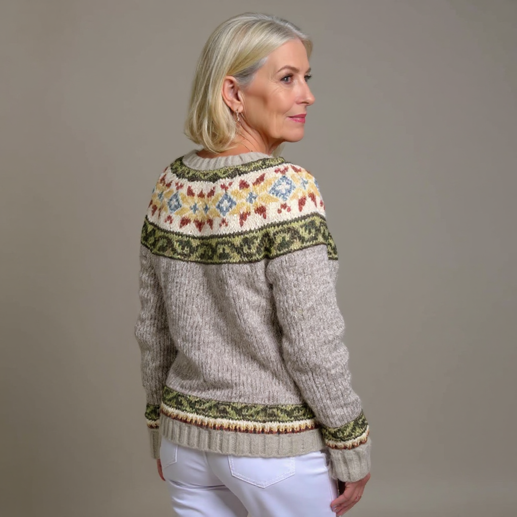 Jacqueline | Grey Botanical Yoke Cardigan