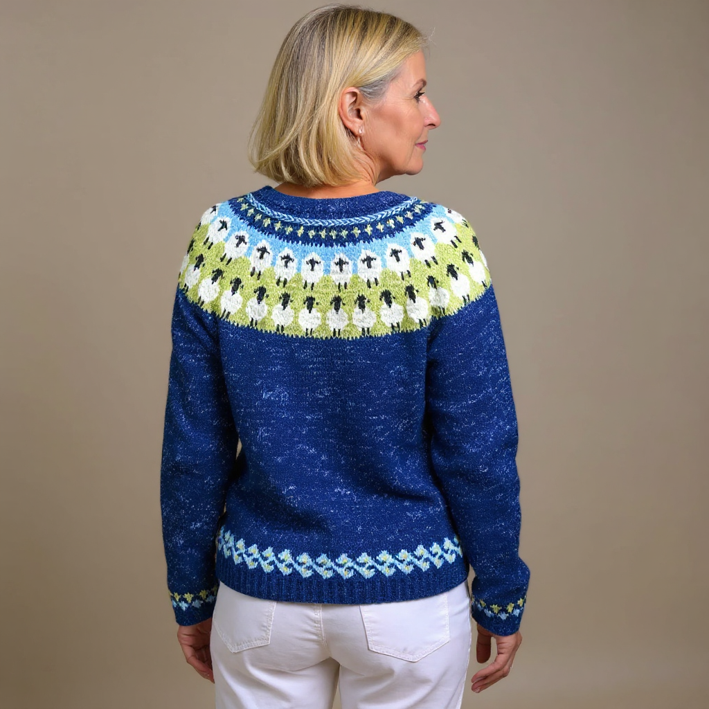 Sylvia | Royal Blue Patterned Cardigan