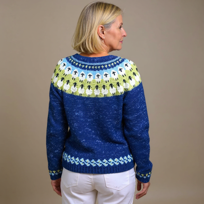 Sylvia | Royal Blue Patterned Cardigan