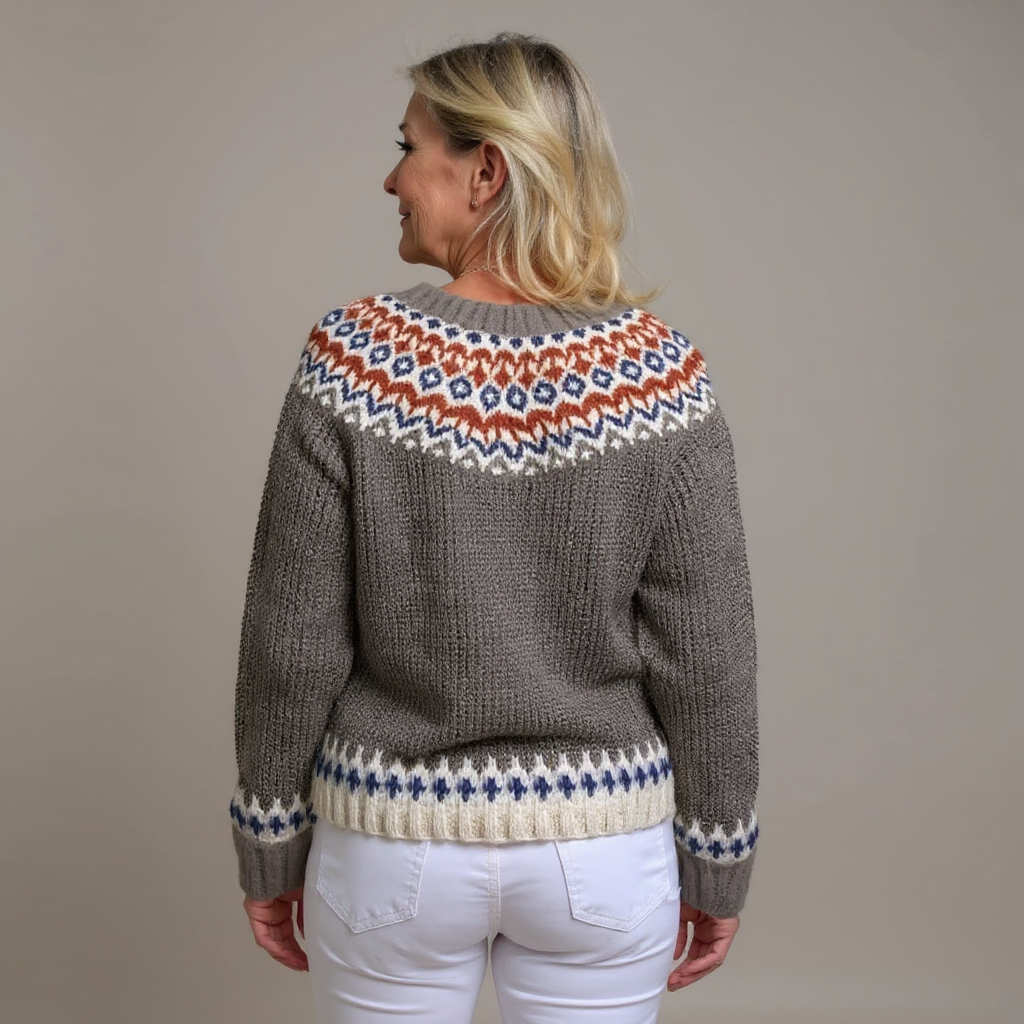 Paula | Taupe & Rust Patterned Cardigan