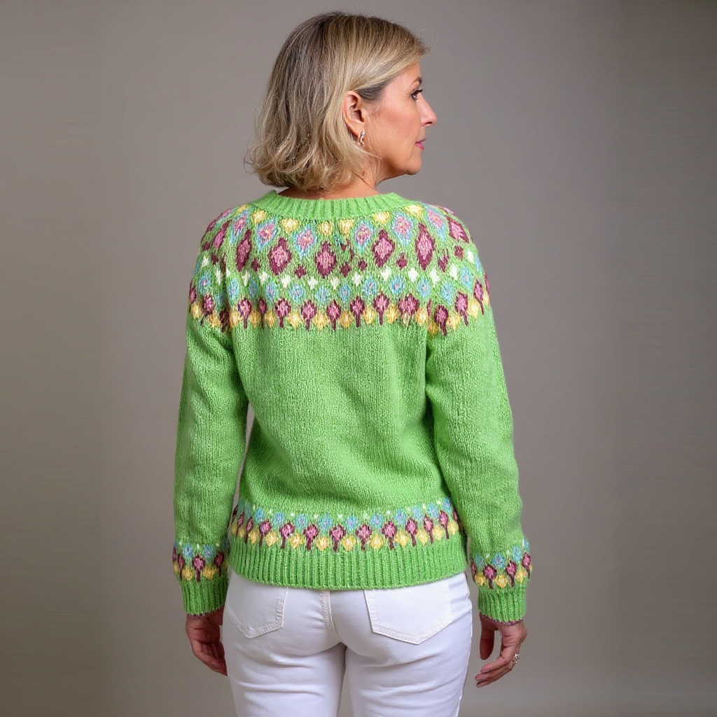Rebecca | Lime Floral Yoke Cardigan