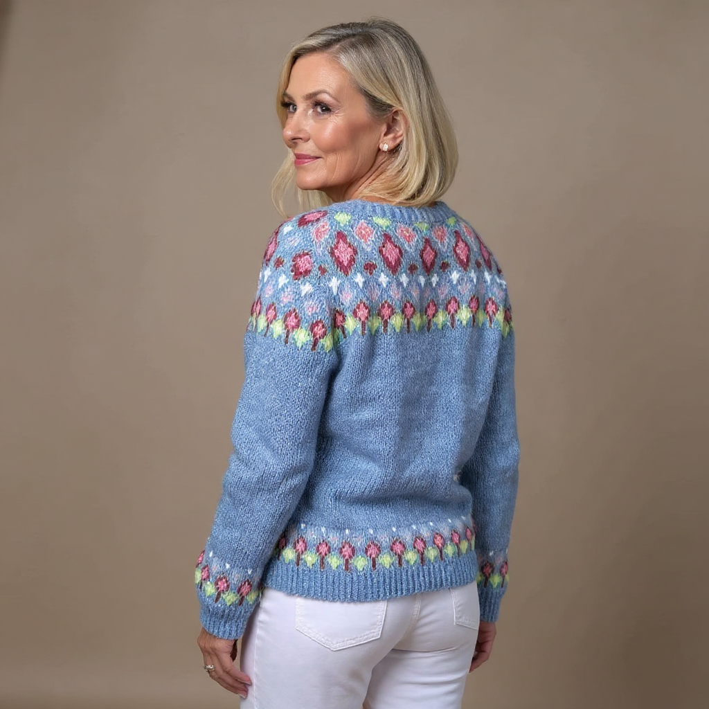 Yvonne | Blue Floral Yoke Cardigan