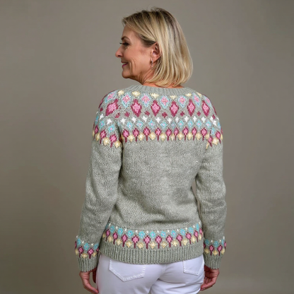 Diane | Grey Floral Yoke Cardigan