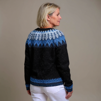 Joan | Black & Blue Nordic-Inspired Cardigan