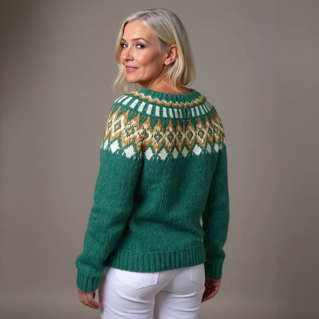 Frances | Green & Gold Nordic-Inspired Cardigan