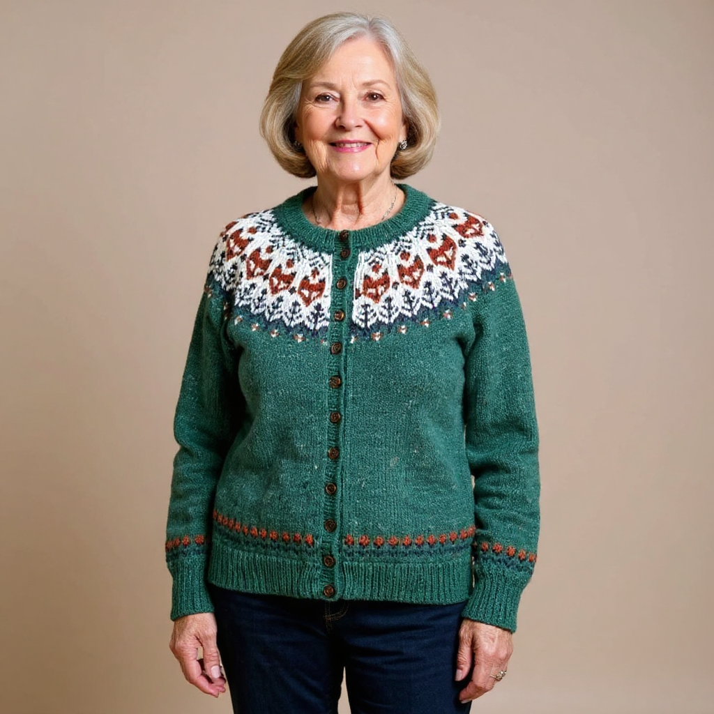 Elaine | Green Nordic-Inspired Cardigan