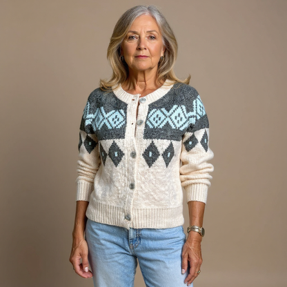 Rachel | Blue & Black Nordic-Inspired Cardigan