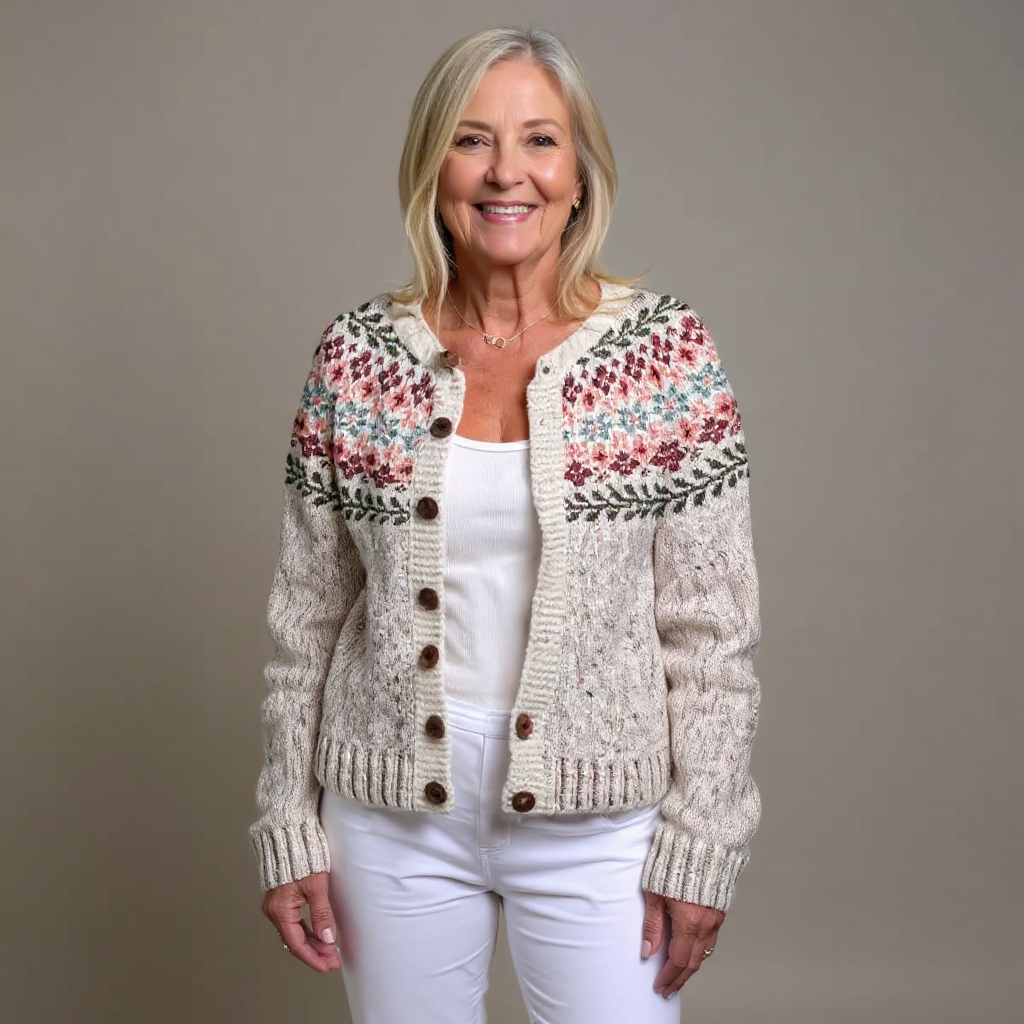Deborah | Cream Diamond Yoke Cardigan