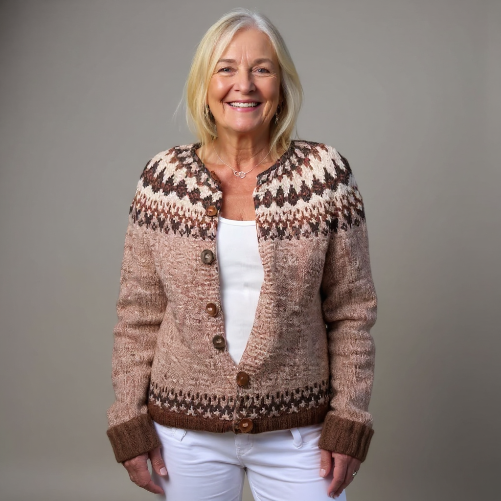 Christine | Cream & Blue Nordic-Inspired Cardigan