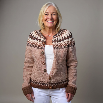 Christine | Cream & Blue Nordic-Inspired Cardigan