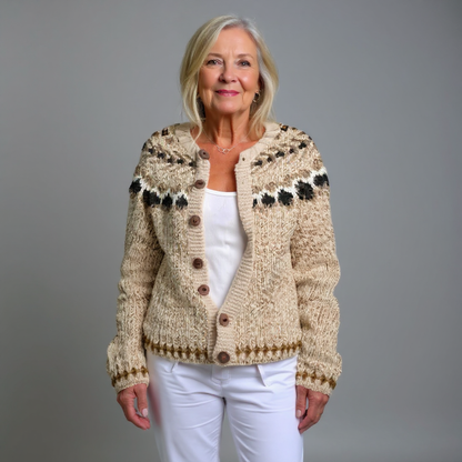 Wendy | Beige Heritage-Inspired Cardigan