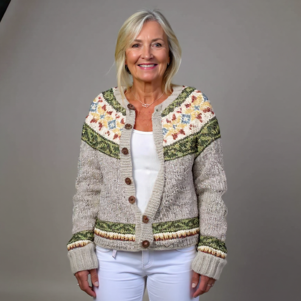 Jacqueline | Grey Botanical Yoke Cardigan