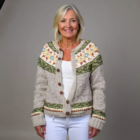 Jacqueline | Grey Botanical Yoke Cardigan