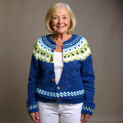 Sylvia | Royal Blue Patterned Cardigan