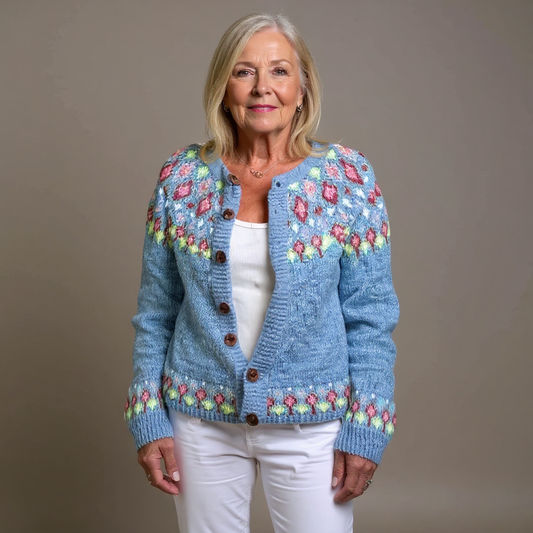 Yvonne | Blue Floral Yoke Cardigan