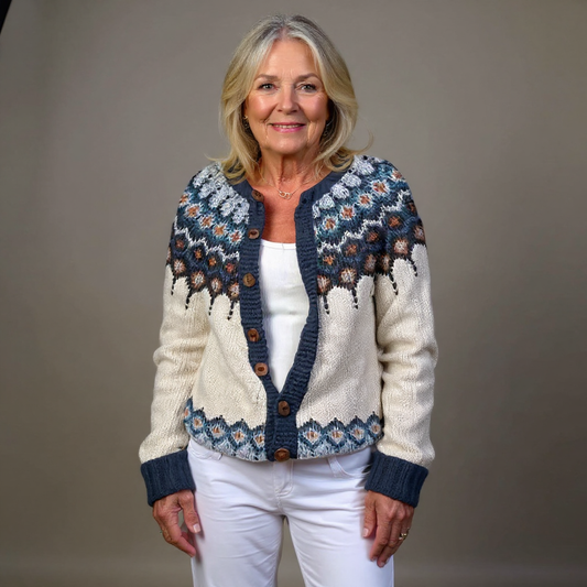 Gloria | Grey Snowflake Yoke Cardigan