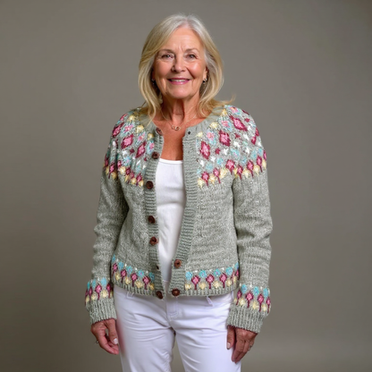 Diane | Grey Floral Yoke Cardigan
