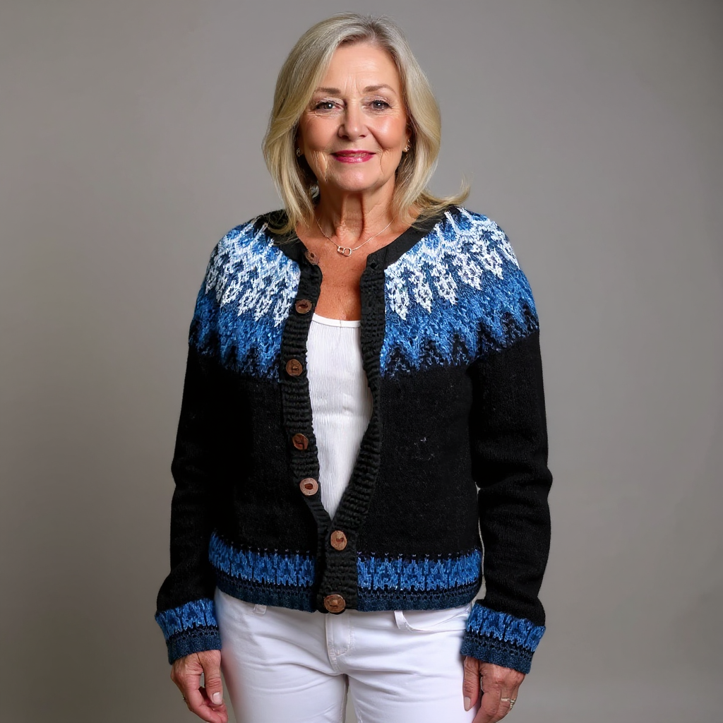 Joan | Black & Blue Nordic-Inspired Cardigan