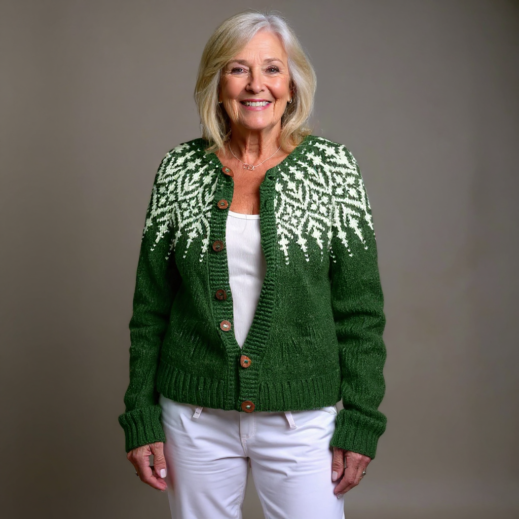 Anne | Green Nordic-Inspired Cardigan