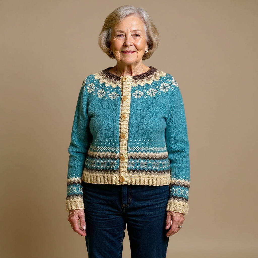 Janet | Turquoise Nordic-Inspired Cardigan