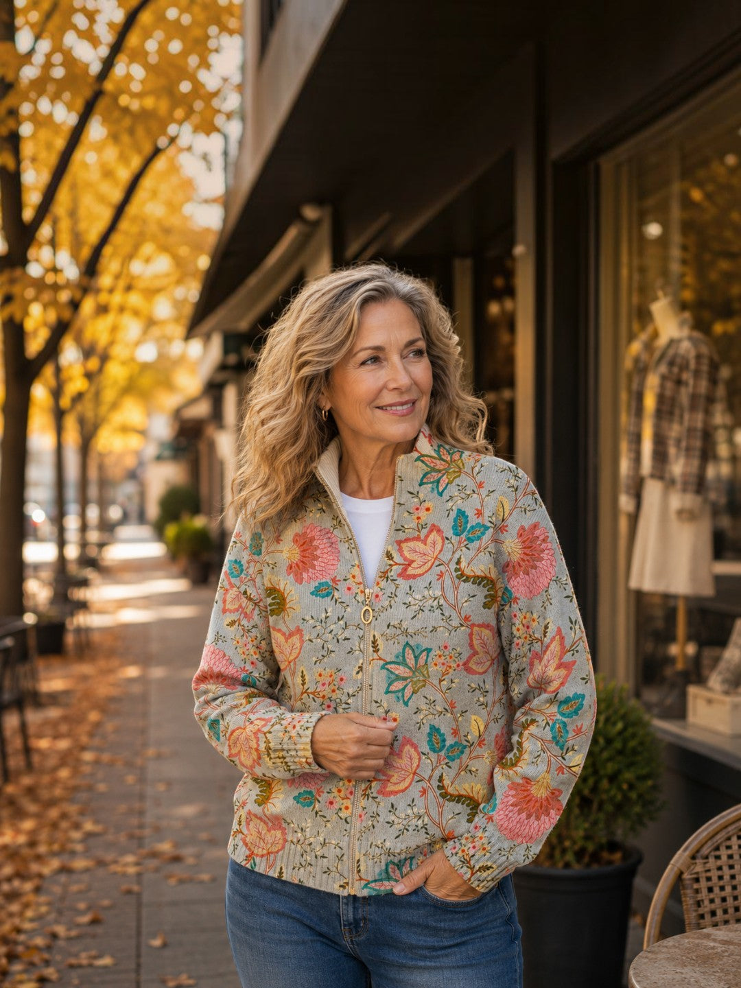 Petra | Floral Garden Knitted Zip Cardigan