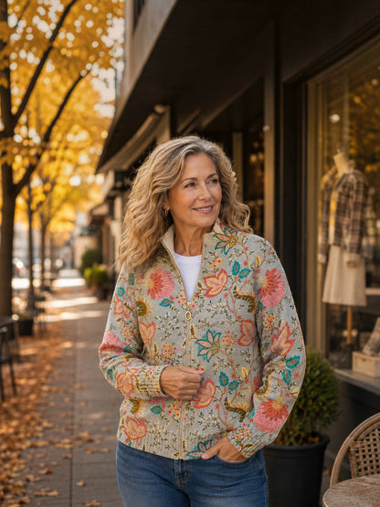 Petra | Floral Garden Knitted Zip Cardigan