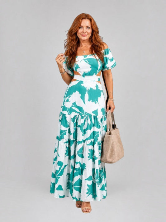 Vanessa | Turquoise Floral Two-Piece Set