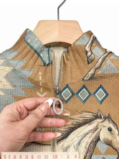 Bridget | Horse & Cactus Knitted Zip Cardigan