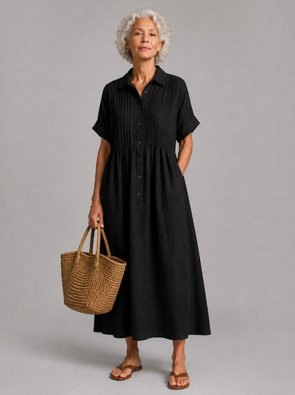 Julia | Blue Linen-Look Maxi Dress
