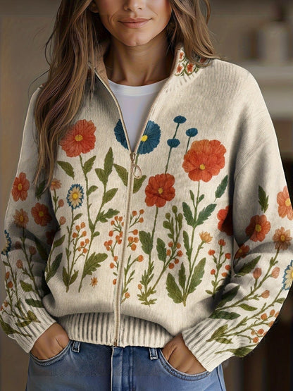 Andrea | Wildflower Knitted Zip Cardigan